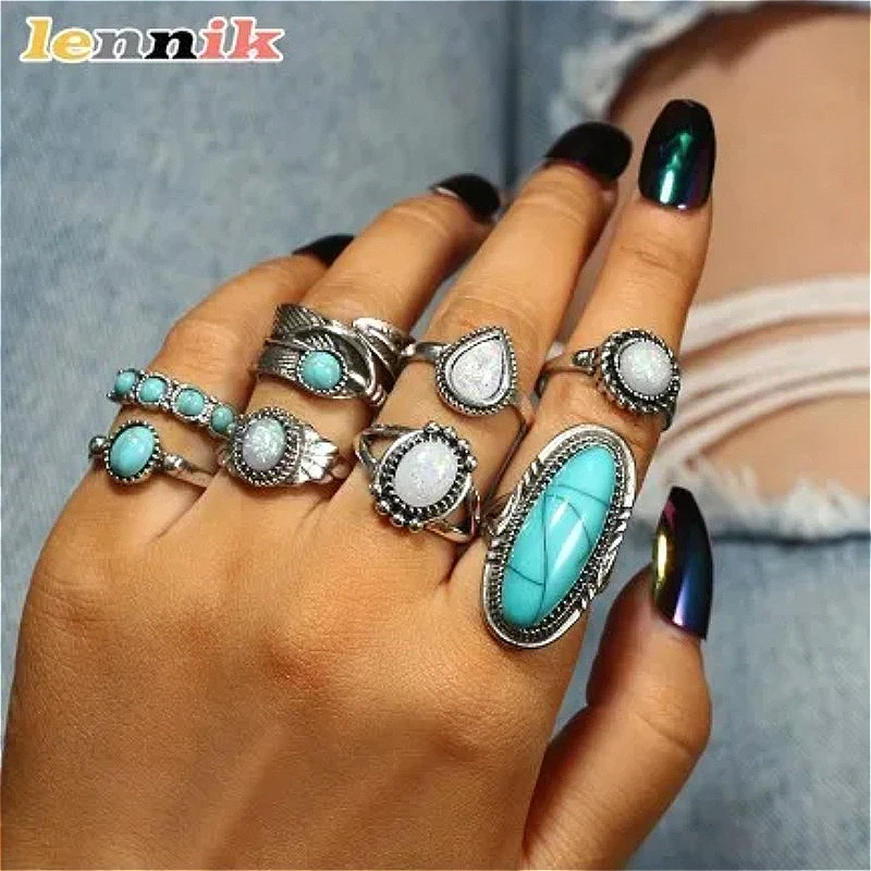 Ethnic Wear Fashion Designer - LENNIK - Juego de 8 Anillos