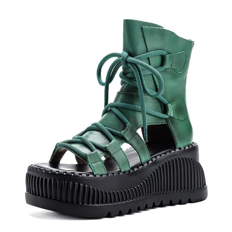 Ethnic Fashion In - Botines étnicos de cuero genuino de