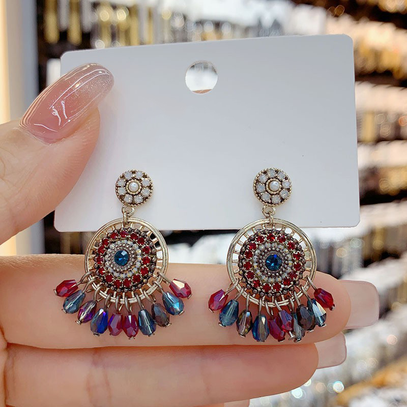 Ethnic Wear Fashion Designer - Pendientes de Diseño Bohemio con Borlas,