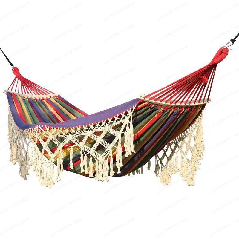 Ethnic Styling Tips - Hamaca de estilo bohemio con borlas,