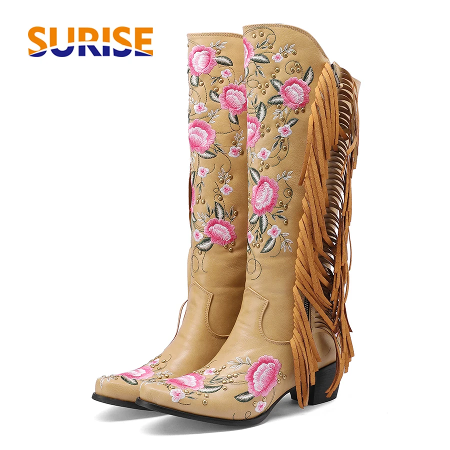 Ethnic Fashion In - Botas hasta la rodilla occidentales con