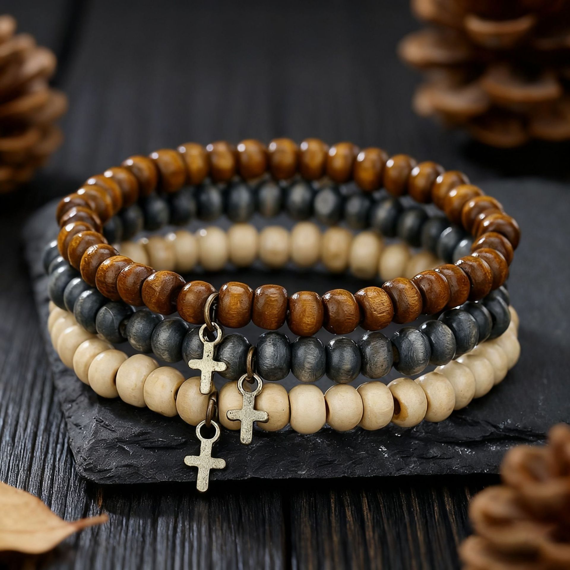 Pulsera de Cuentas de Madera p - Fashion Ethnic Wear For Men reseña y precio