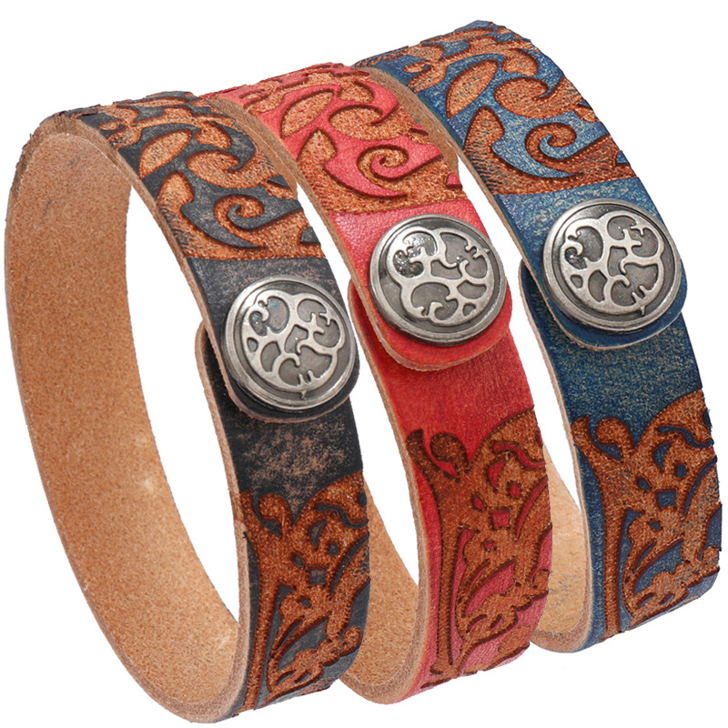 Brazalete de cuero auténtico p - Ethnic Fashion Influencers reseña y precio