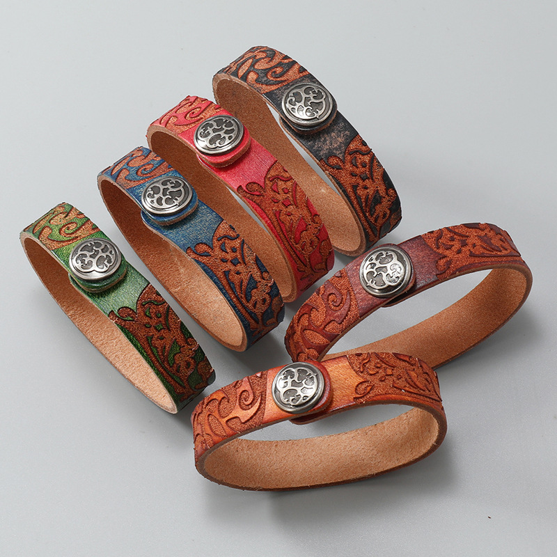 Brazalete de cuero auténtico p - Ethnic Fashion Influencers reseña y precio