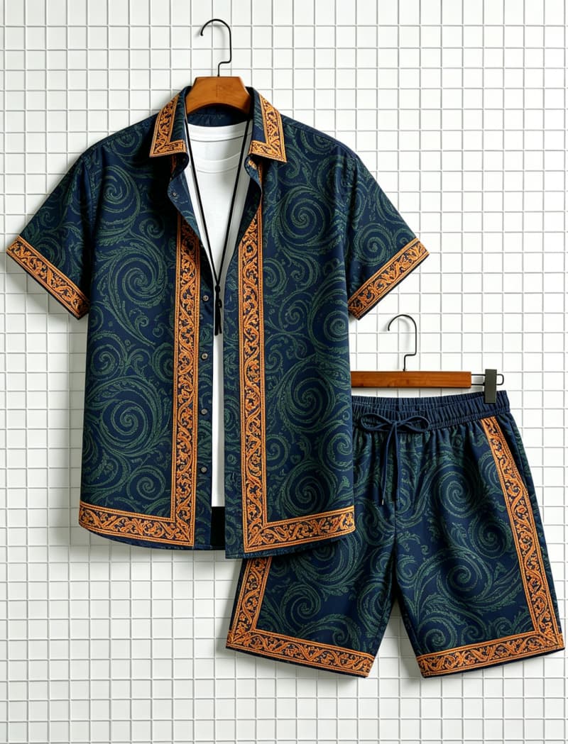 Conjunto de camisa de manga co - Ethnic Style reseña y precio