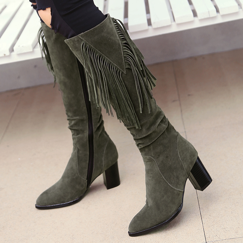 Botas hasta la rodilla con cre - Ethnic Styling Tips reseña y precio